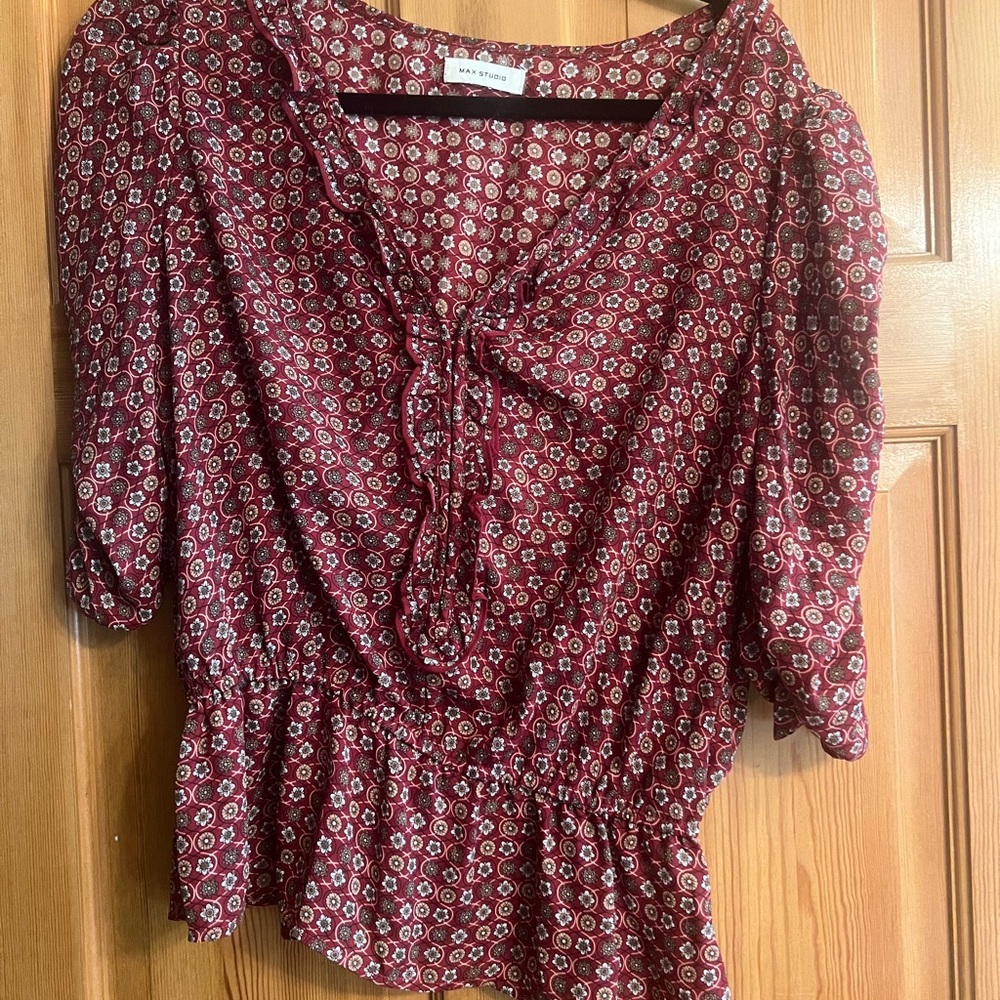 Red Floral Blouse